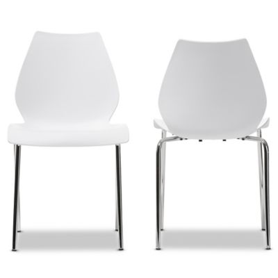 Baxton Studio Overla Modern Dining Chairs In White (Set Of 2)