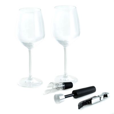 Bey-Berk 5-Piece Crystal Wine Set Black