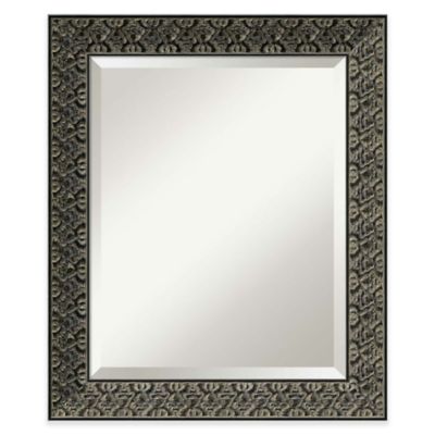 Amanti Art Intaglio Embossed 21 X 25 Framed Wall Mirror In Black Antique Black