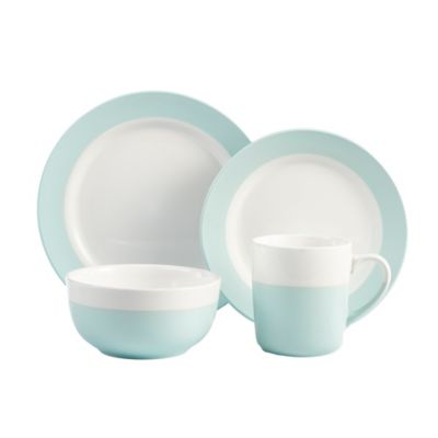 American Atelier Serene 16-Piece Dinnerware Set In Green/white