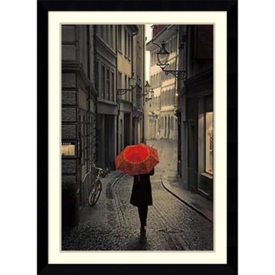 Amanti Art Red Rain 31 X 43 Framed Wall Art Black