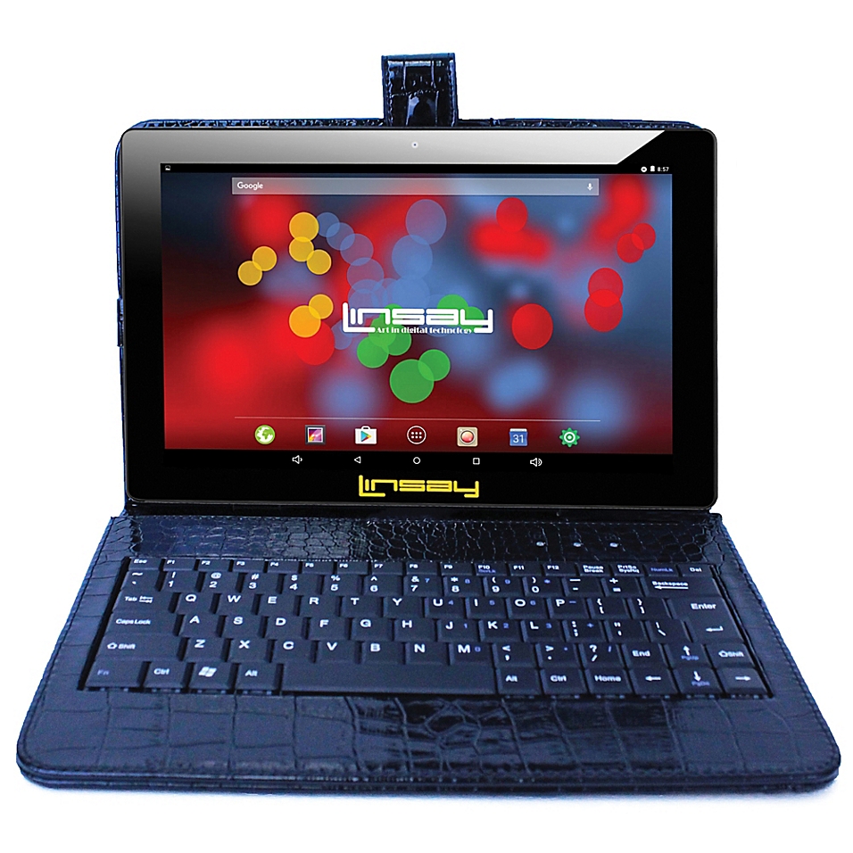 Linsay 10.1" 1280 x 800 Ips Screen Quad Core 2GB Ram Tablet 16 Gb Android 6.0 with Crocodile Style Keyboard