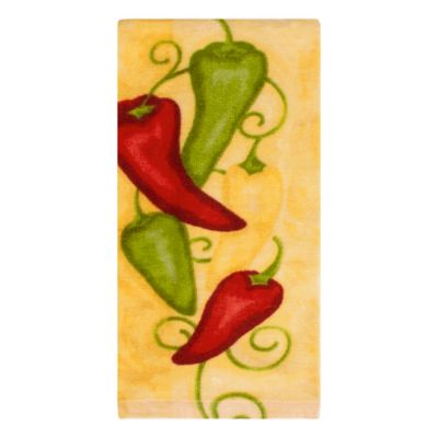 Kitchensmart Colors Painterly Chili Peppers Fiber Reactive Kitchen Towel In Daffodil