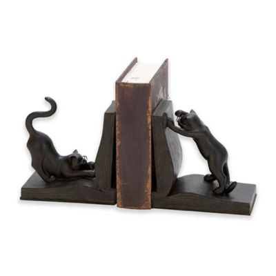 Ridge Road Dcor Cat On Book 2-Piece Bookend Set In Black