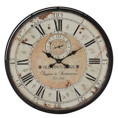 Ridge Road Dcor Uma Vintage-Style Round Wall Clock In Distressed White