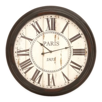 Ridge Road Dcor 37 Round Wall Clock In Distressed White