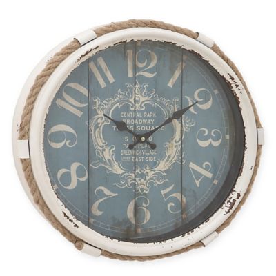 Ridge Road Dcor Flourish 17 Round Wall Clock In Distressed Turquoise