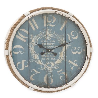 Ridge Road Dcor Flourish 25 Round Wall Clock In Distressed Turquoise