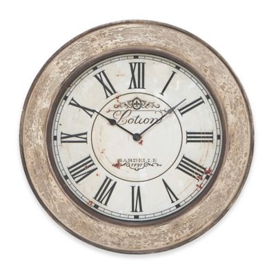 Ridge Road Dcor 24 Round French Wall Clock In Ivory White