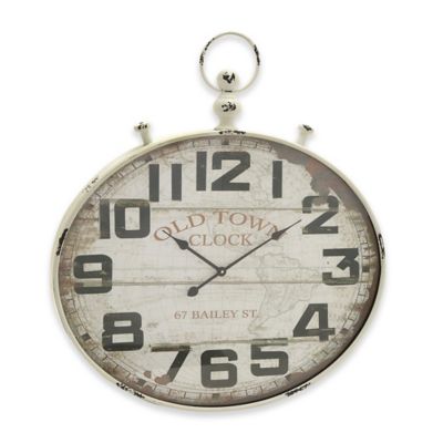 Ridge Road Dcor 32 Vintage Round Wall Clock In Distressed White