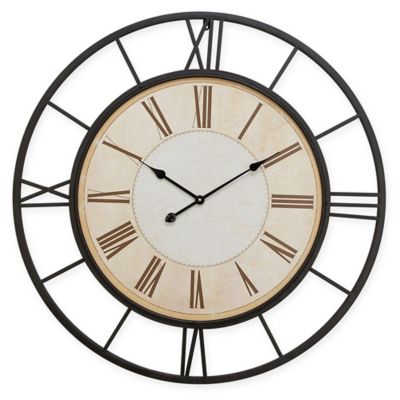Ridge Road Dcor 37 Round Iron Wall Clock In Black And White