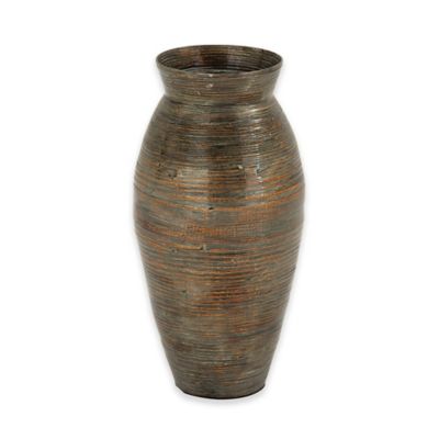 Ridge Road Dcor Bamboo Wood Urn Vase In Mocha Brown