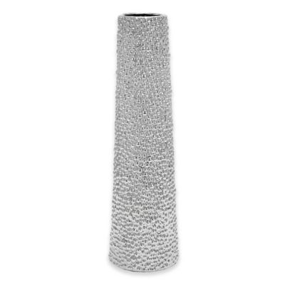Ridge Road Dcor 26 Bubbled Ceramic Vase In Silver