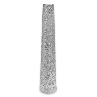Ridge Road Dcor 40 Bubbled Ceramic Vase In Silver