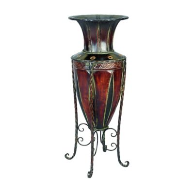 Ridge Road Dcor Iron Amphora Vase With Stand In Bronze