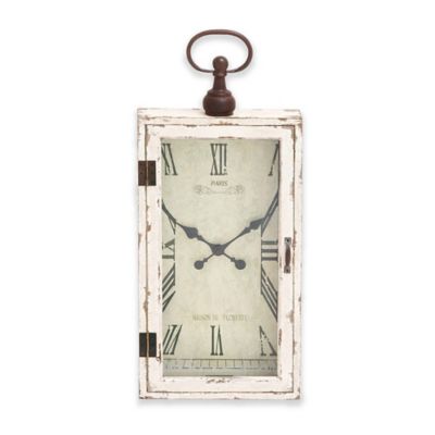 Ridge Road Dcor Cabinet-Style Wall Clock In Distressed White