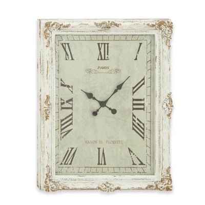 Ridge Road Dcor Rectangular Analog Wall Clock In Distressed White
