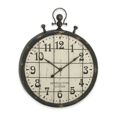 Ridge Road Dcor Stopwatch-Style Wall Clock In Distressed Black