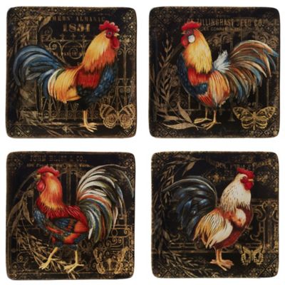 Certified International Gilded Rooster Dinner Plates (Set Of 4) Multi