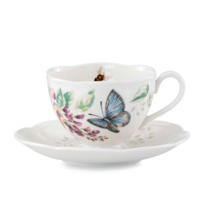 Lenox Butterfly Meadow Blue Butterfly Cup & Saucer Set Platinum