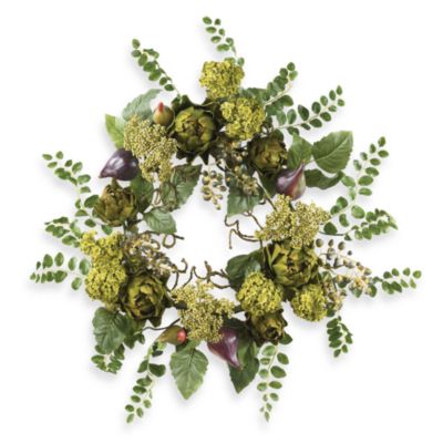 Nearly Natural 20 Artichoke Floral Wreath Yellow/green