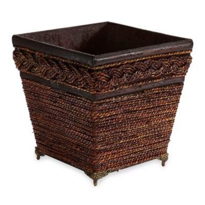 Nearly Natural 7.5 Lacquered Coiled Rope Decorative Planter Brown Multi