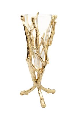 Classic Touch 13 Branch Vase In Gold