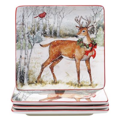 Certified International Winter Forest Assorted Dinner Plates (Set Of 4) Multi