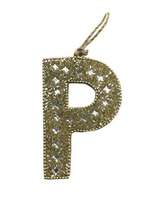 p Letter Block Ornament