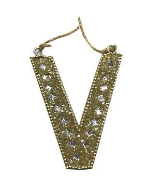 v Letter Block Ornament