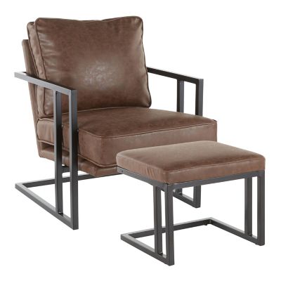 Lumisource Roman Lounge Chair With Ottoman In Espresso/black Black/espresso