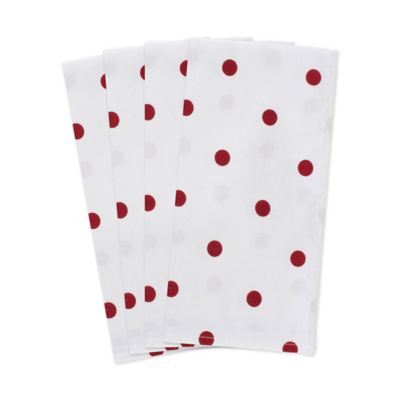 Polka Dot Napkins In White/red (Set Of 4)