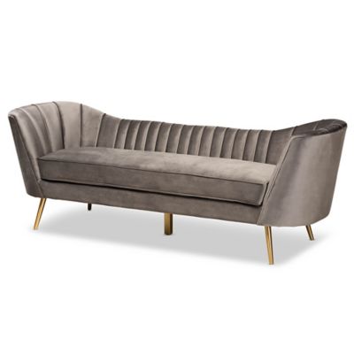 Baxton Studio Maya Velvet Sofa In Grey/gold