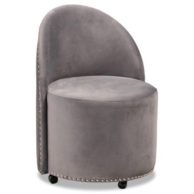 Baxton Studio Sarah Velvet Rolling Accent Chair In Grey/black