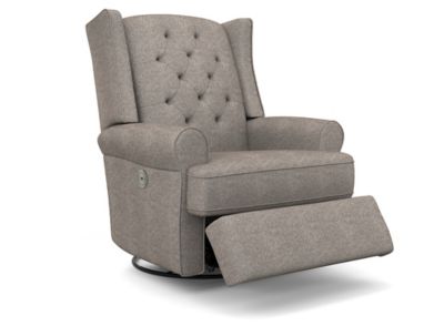 Best Chairs Finley Swivel Glider Power Recliner In Stone Grey