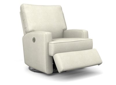 Best Chairs Kersey Power Swivel Glider Recliner In Ivory Snow