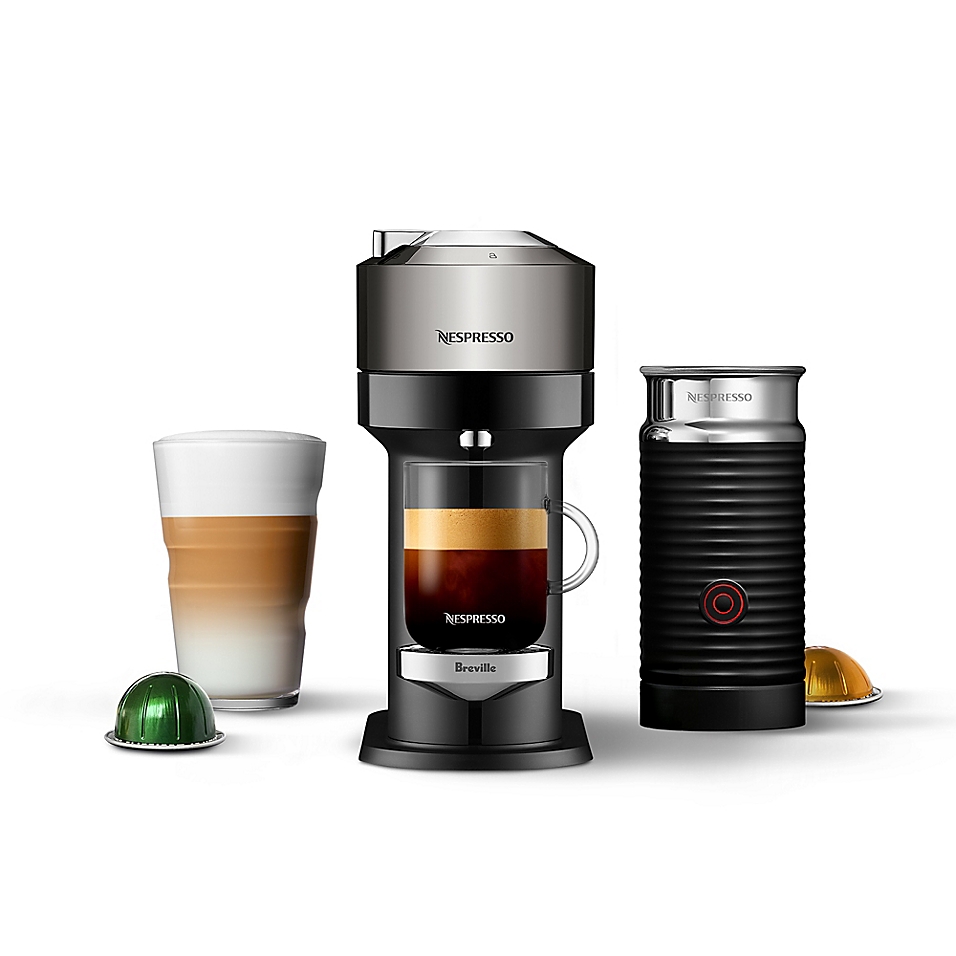 Nespresso Vertuo Next Deluxe Coffee and Espresso Maker by Breville, Dark Chrome with Aeroccino Milk Frother