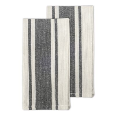 Our Table Ezra Border Stripe Napkins In Black (Set Of 2)