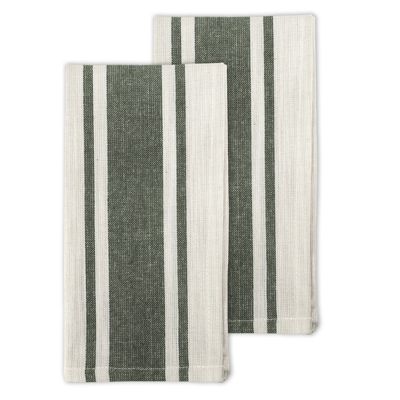 Our Table Ezra Border Stripe Napkins In Green (Set Of 2)