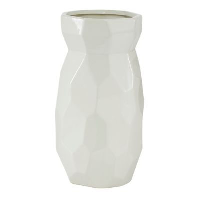 Cosmoliving By Cosmopolitan 12 Contemporary Ceramic Vase In White White/multi