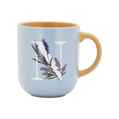 Bee & Willow Spring Floral Monogram Letter n 16 Oz. Mug