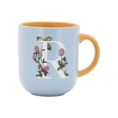 Bee & Willow Spring Floral Monogram Letter r 16 Oz. Mug