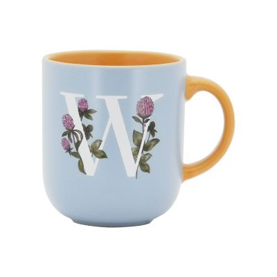 Bee & Willow Spring Floral Monogram Letter w 16 Oz. Mug