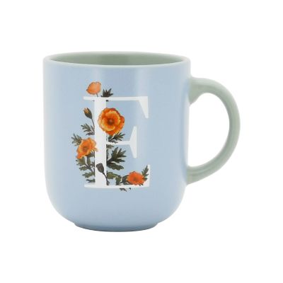 Bee & Willow Spring Floral Monogram Letter e 16 Oz. Mug