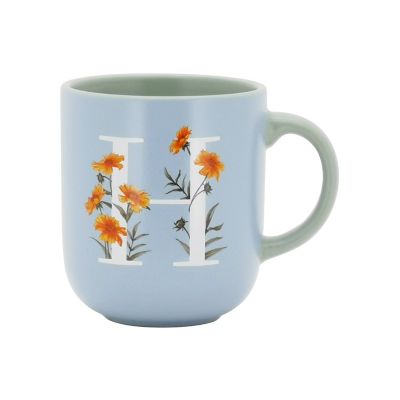 Bee & Willow Spring Floral Monogram Letter h 16 Oz. Mug