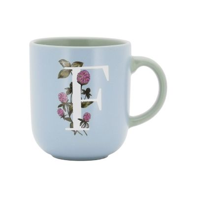 Bee & Willow Spring Floral Monogram Letter f 16 Oz. Mug