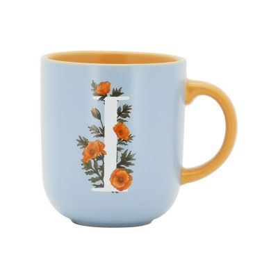 Bee & Willow Spring Floral Monogram Letter i 16 Oz. Mug