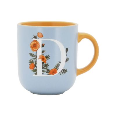 Bee & Willow Spring Floral Monogram Letter d 16 Oz. Mug