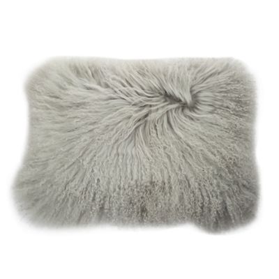 A&B Home Lamb Fur Oblong Throw Pillow In Grey