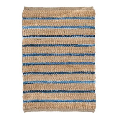 A&B Home Stripe Pattern 28 X 4 Multicolor Cotton/denim Accent Rug